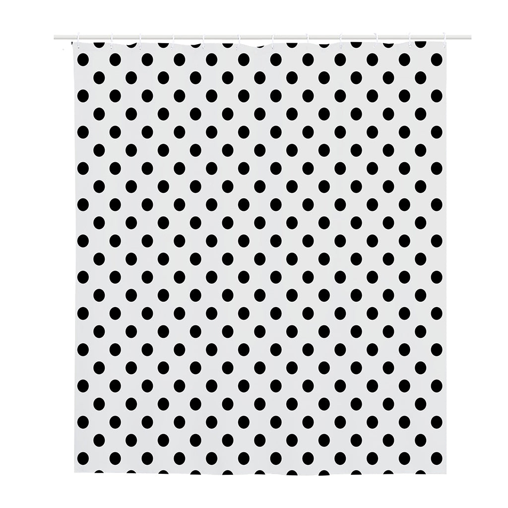 White And Black Polka Dot Pattern Print Polyester Shower Curtain
