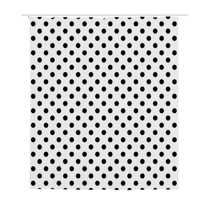 White And Black Polka Dot Pattern Print Polyester Shower Curtain