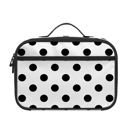 White And Black Polka Dot Pattern Print Portable Lunch Bag