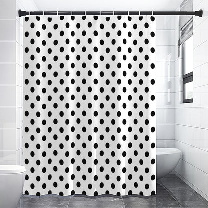 White And Black Polka Dot Pattern Print Premium Shower Curtain