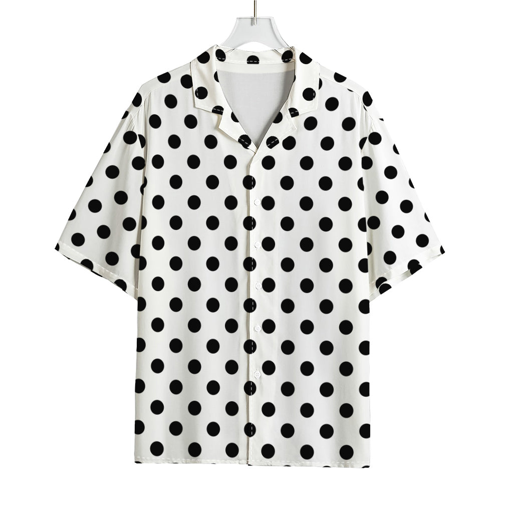 White And Black Polka Dot Pattern Print Rayon Hawaiian Shirt