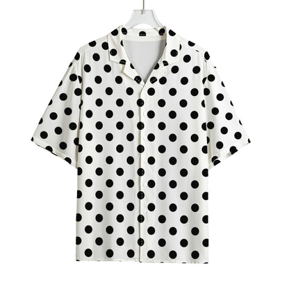 White And Black Polka Dot Pattern Print Rayon Hawaiian Shirt
