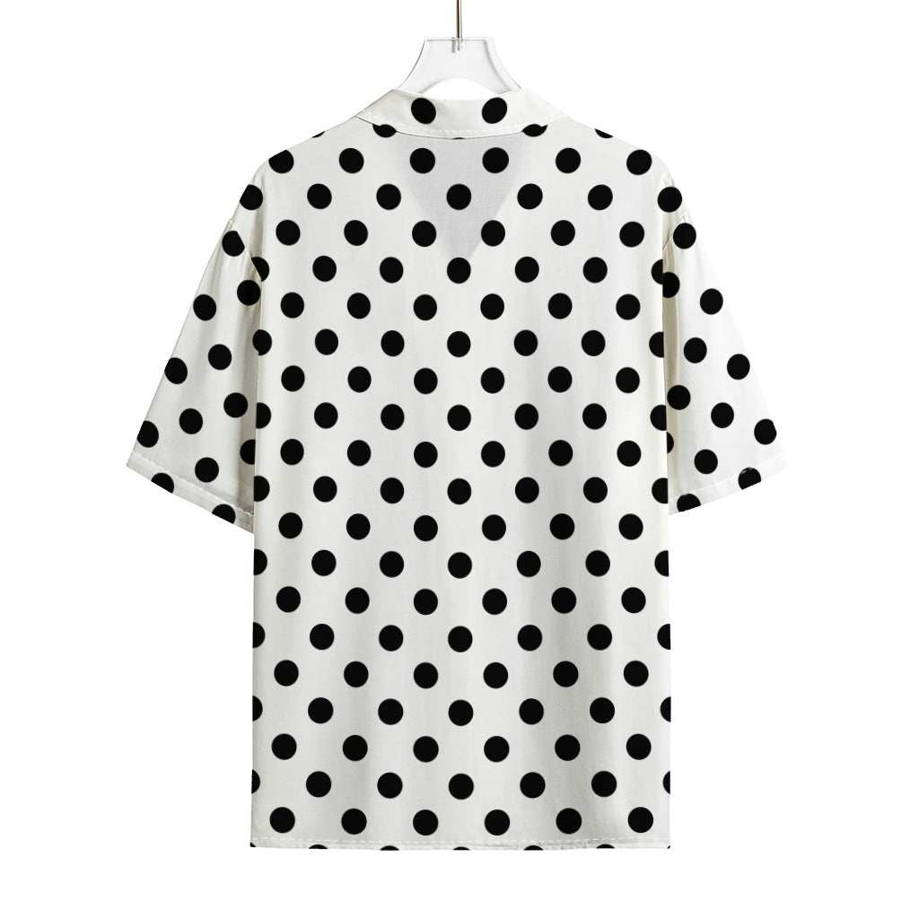 White And Black Polka Dot Pattern Print Rayon Hawaiian Shirt