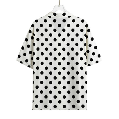 White And Black Polka Dot Pattern Print Rayon Hawaiian Shirt