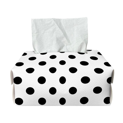 White And Black Polka Dot Pattern Print Rectangle Tissue Box Cover