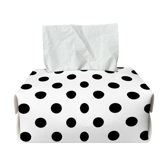 White And Black Polka Dot Pattern Print Rectangle Tissue Box Cover