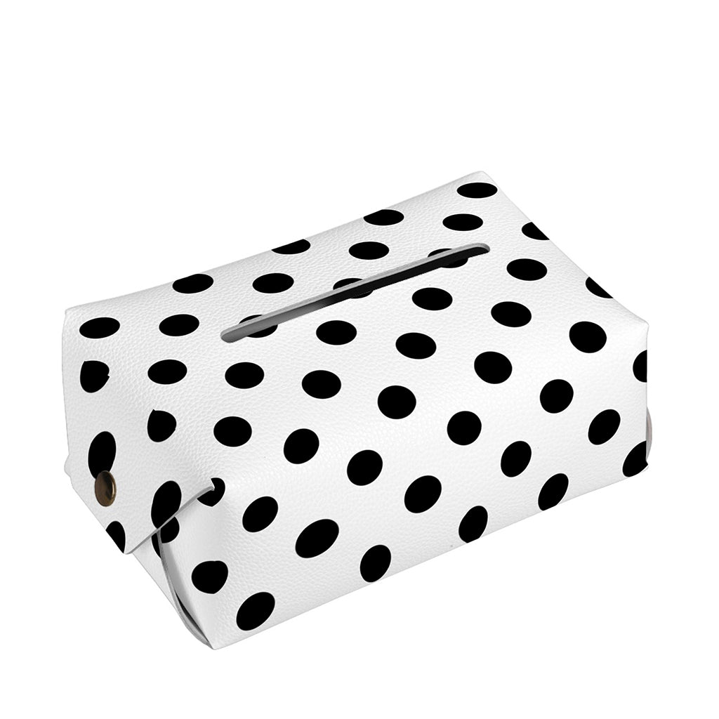 White And Black Polka Dot Pattern Print Rectangle Tissue Box Cover