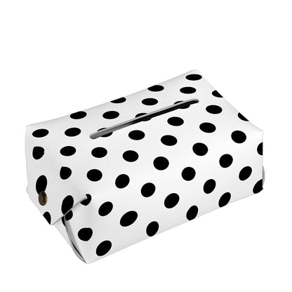 White And Black Polka Dot Pattern Print Rectangle Tissue Box Cover