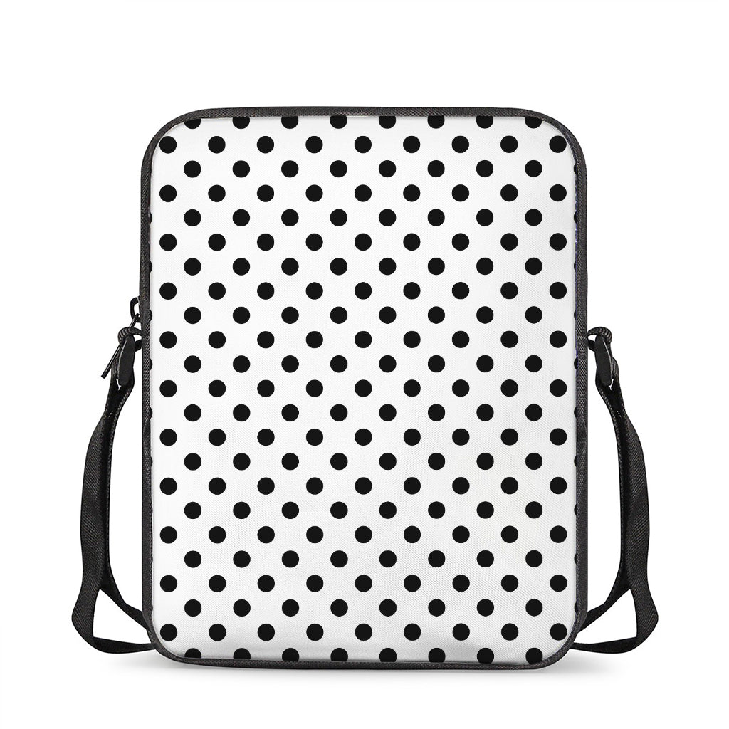 White And Black Polka Dot Pattern Print Rectangular Crossbody Bag