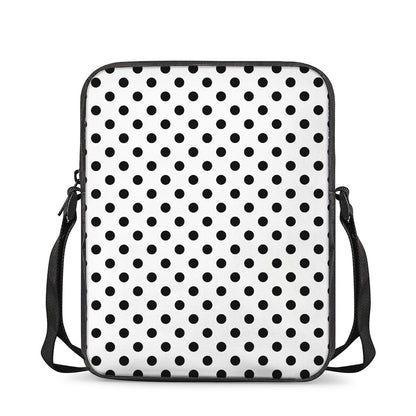 White And Black Polka Dot Pattern Print Rectangular Crossbody Bag