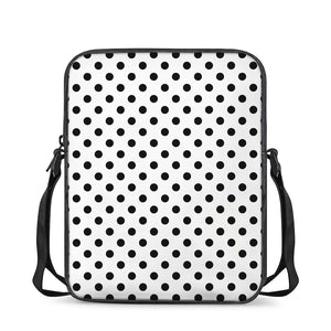 White And Black Polka Dot Pattern Print Rectangular Crossbody Bag