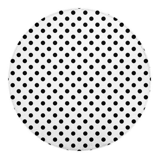 White And Black Polka Dot Pattern Print Round Blanket