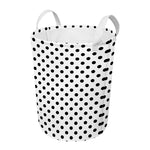 White And Black Polka Dot Pattern Print Round Laundry Basket