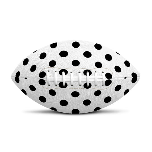 White And Black Polka Dot Pattern Print Rugby Ball
