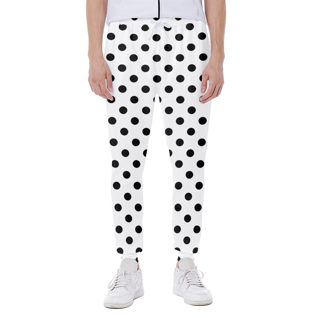 White And Black Polka Dot Pattern Print Scuba Joggers