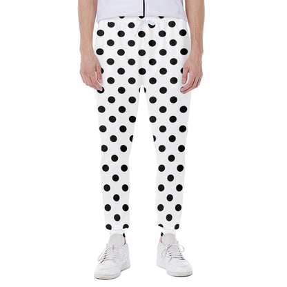 White And Black Polka Dot Pattern Print Scuba Joggers