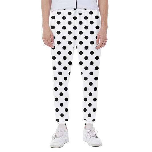 White And Black Polka Dot Pattern Print Scuba Joggers