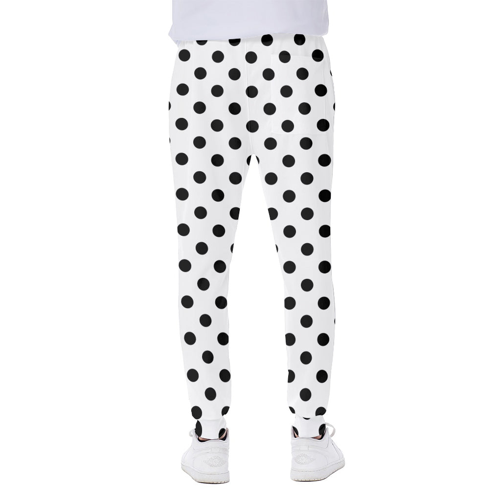 White And Black Polka Dot Pattern Print Scuba Joggers