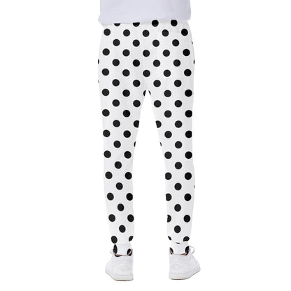 White And Black Polka Dot Pattern Print Scuba Joggers