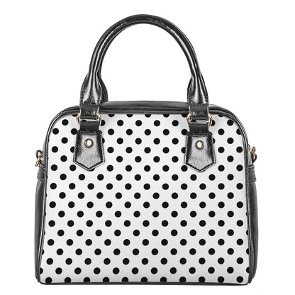 White And Black Polka Dot Pattern Print Shoulder Handbag