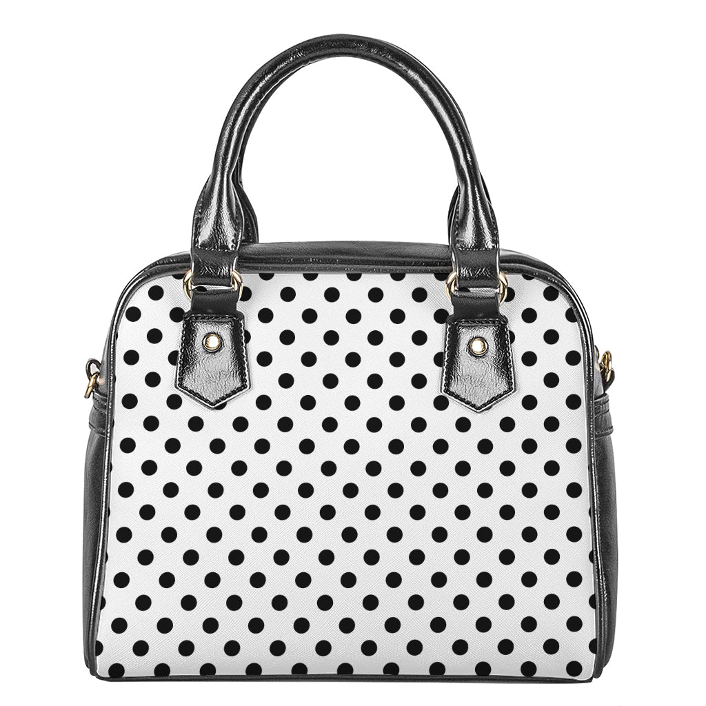 White And Black Polka Dot Pattern Print Shoulder Handbag