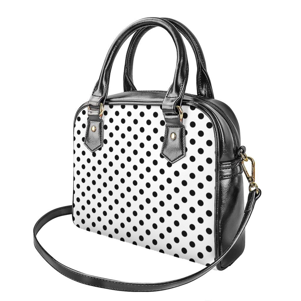 White And Black Polka Dot Pattern Print Shoulder Handbag