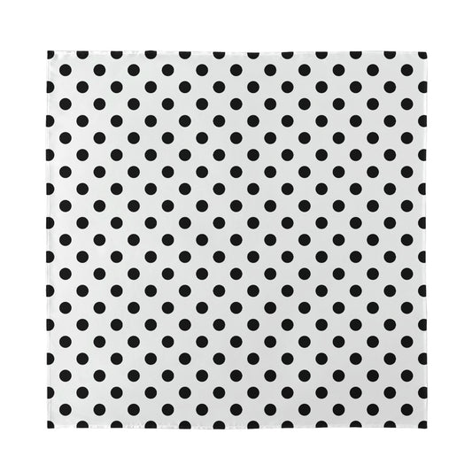 White And Black Polka Dot Pattern Print Silk Bandana