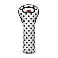 White And Black Polka Dot Pattern Print Single Neoprene Wine Tote