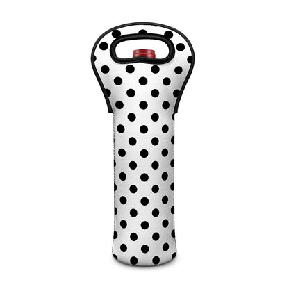 White And Black Polka Dot Pattern Print Single Neoprene Wine Tote
