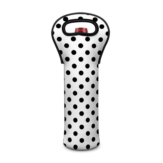 White And Black Polka Dot Pattern Print Single Neoprene Wine Tote