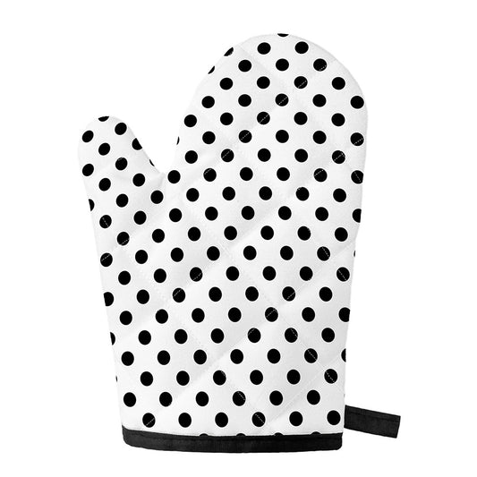White And Black Polka Dot Pattern Print Single Oven Mitt
