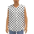White And Black Polka Dot Pattern Print Sleeveless Baseball Jersey
