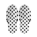 White And Black Polka Dot Pattern Print Slippers