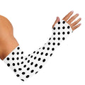White And Black Polka Dot Pattern Print Sun Protection Arm Sleeves