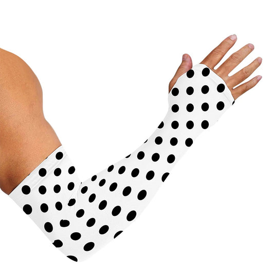 White And Black Polka Dot Pattern Print Sun Protection Arm Sleeves