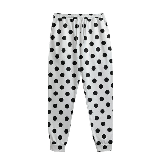 White And Black Polka Dot Pattern Print Sweatpants