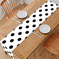 White And Black Polka Dot Pattern Print Table Runner