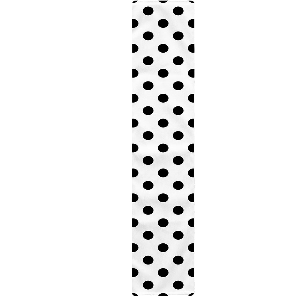 White And Black Polka Dot Pattern Print Table Runner