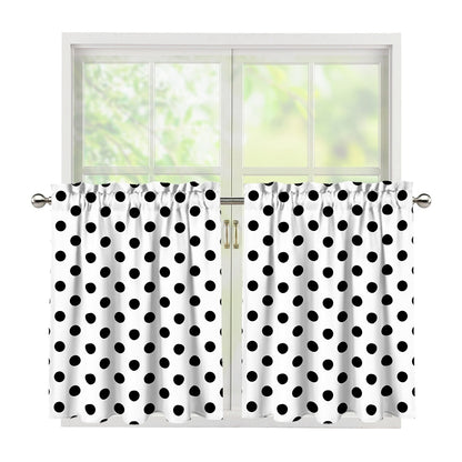 White And Black Polka Dot Pattern Print Tier Curtains