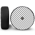 White And Black Polka Dot Pattern Print Tire Cover With Camera Hole