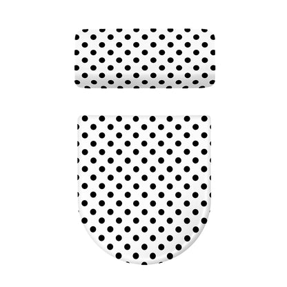 White And Black Polka Dot Pattern Print Toilet Lid And Tank Cover Set