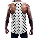 White And Black Polka Dot Pattern Print Training Tank Top