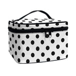 White And Black Polka Dot Pattern Print Travel Makeup Bag