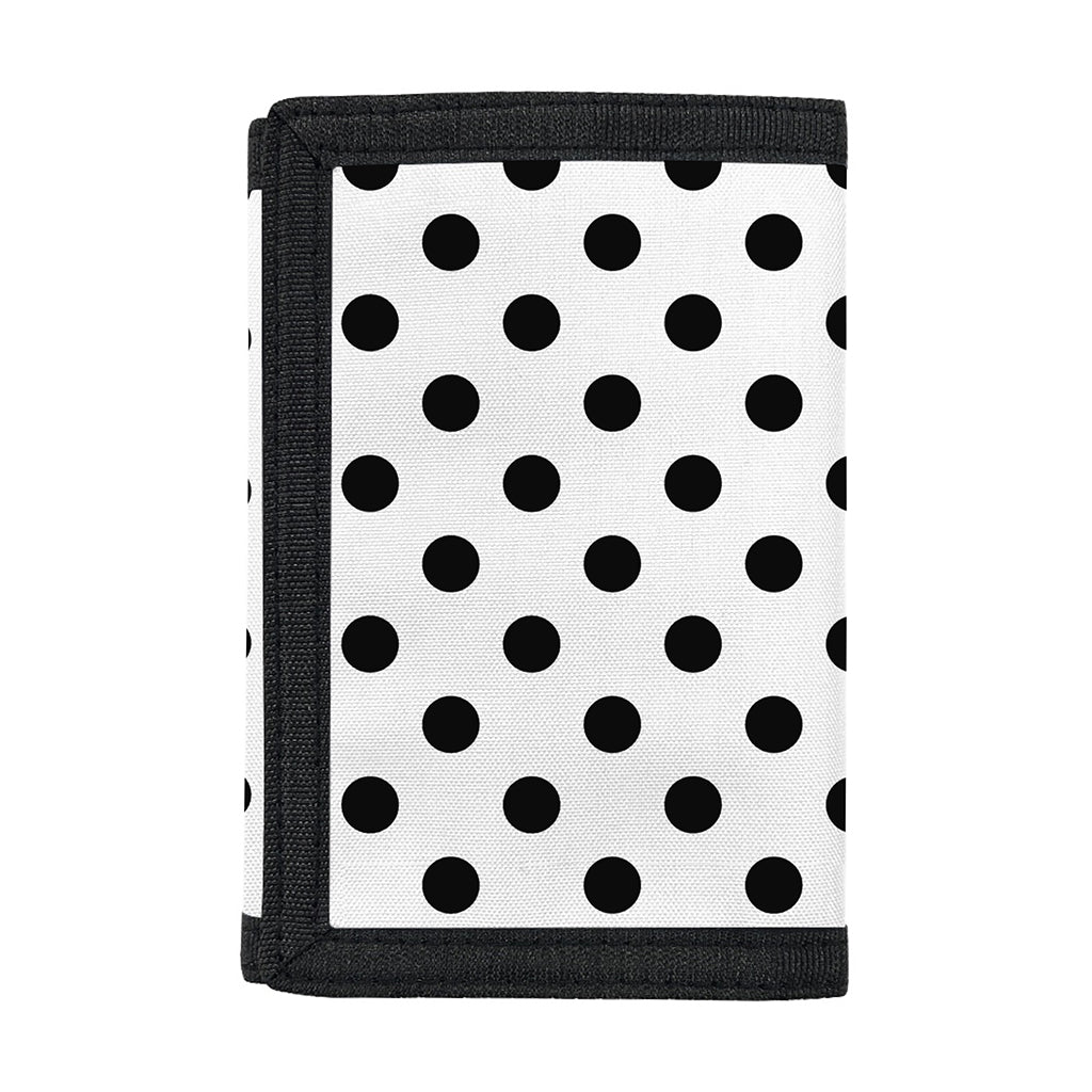 White And Black Polka Dot Pattern Print Trifold Wallet
