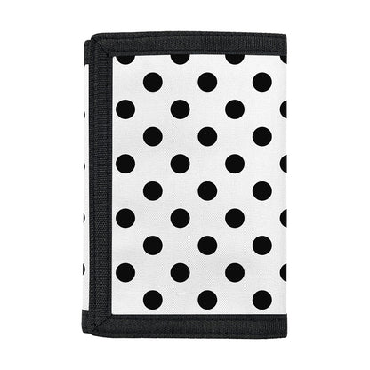 White And Black Polka Dot Pattern Print Trifold Wallet