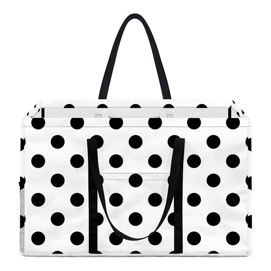 White And Black Polka Dot Pattern Print Utility Tote Bag