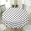 White And Black Polka Dot Pattern Print Waterproof Round Tablecloth