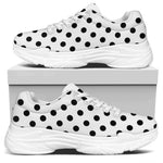 White And Black Polka Dot Pattern Print White Chunky Shoes