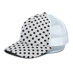 White And Black Polka Dot Pattern Print White Mesh Trucker Cap