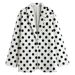 White And Black Polka Dot Pattern Print Women's Blazer